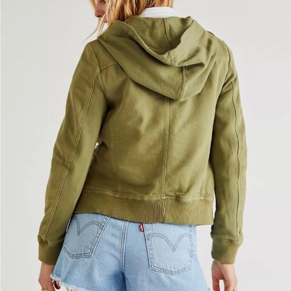 ❤️ Free People Carmen Moto Hoodie Jacket Cardigan NWT Olive Women’s Small - Picture 3 of 9